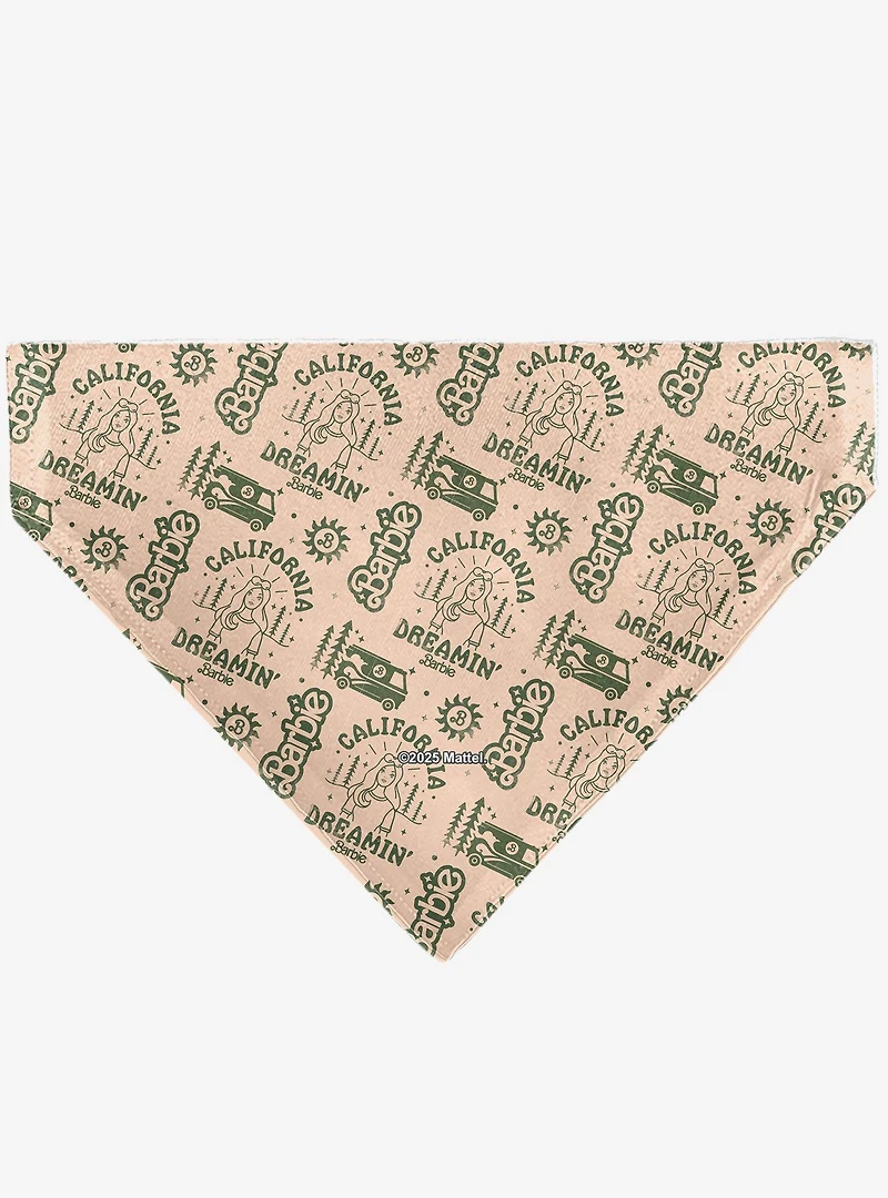 Barbie California Dreamin Icons Collage Peach Slip On Collar Pet Bandana - Bandana Only
