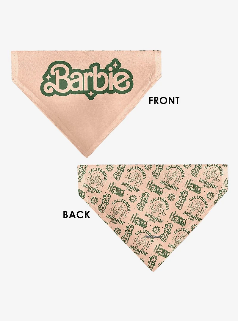 Barbie California Dreamin Icons Collage Peach Slip On Collar Pet Bandana - Bandana Only