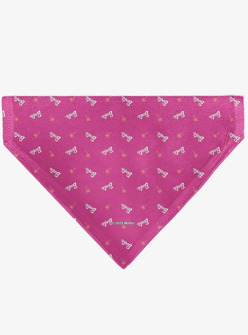 Barbie Script and Palm Tree Icon Slip On Collar Pet Bandana - Bandana Only