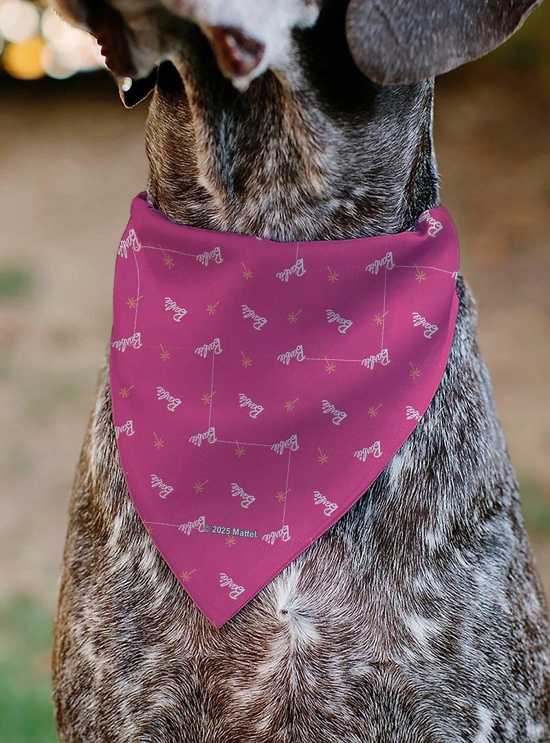 Barbie Script and Palm Tree Icon Slip On Collar Pet Bandana - Bandana Only