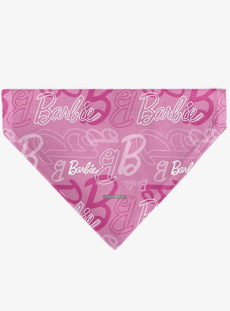 Barbie Script and B Icon Collage Slip On Collar Pet Bandana - Bandana Only