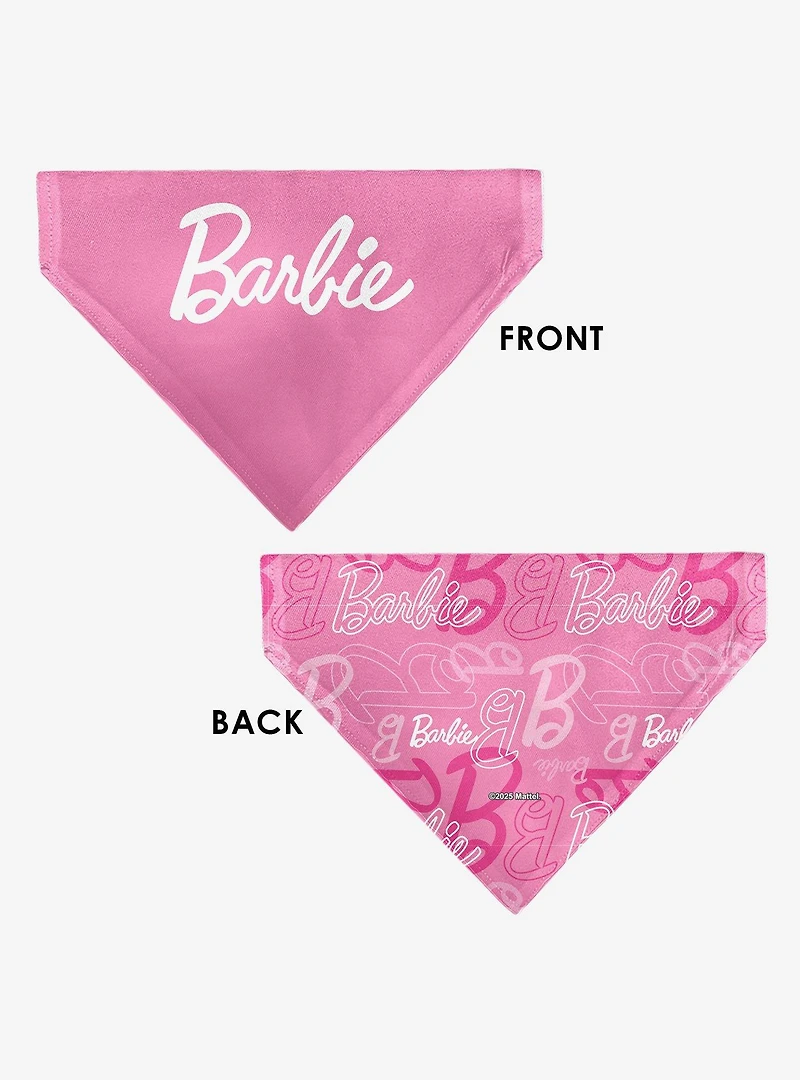 Barbie Script and B Icon Collage Slip On Collar Pet Bandana - Bandana Only