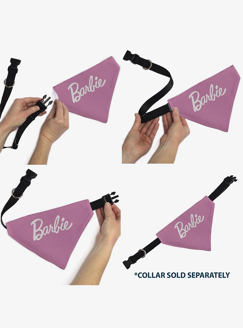 Barbie Script and B Icon Collage Slip On Collar Pet Bandana - Bandana Only