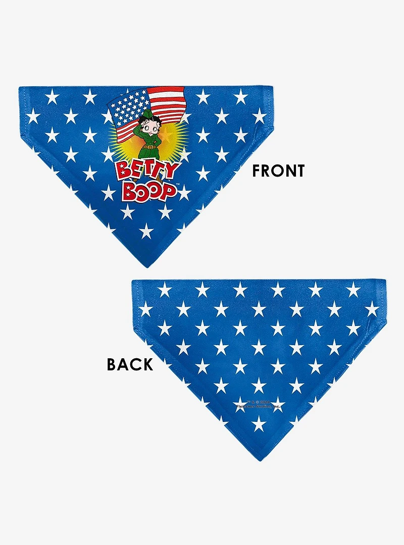 Betty Boop Americana Soldier Salute Pose and Stars Slip On Collar Pet Bandana - Bandana Only