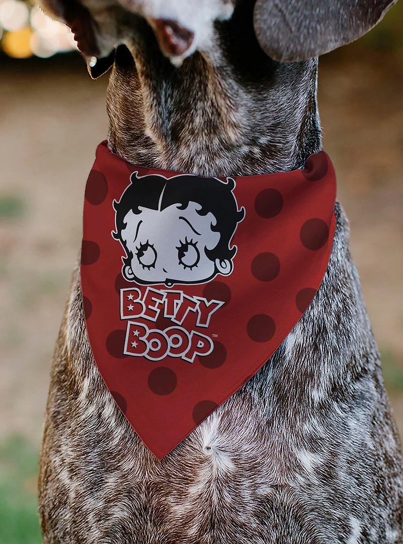 Betty Boop Face and Text Polka Dot Slip On Collar Pet Bandana - Bandana Only