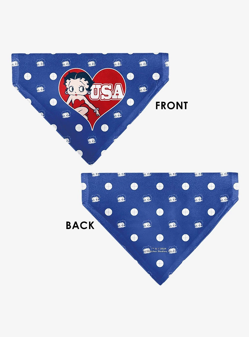 Betty Boop USA Heart Pose Polka Dot Face Slip On Collar Pet Bandana - Bandana Only