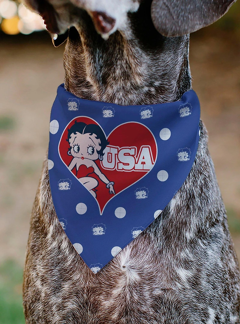 Betty Boop USA Heart Pose Polka Dot Face Slip On Collar Pet Bandana - Bandana Only
