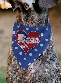 Betty Boop USA Heart Pose Polka Dot Face Slip On Collar Pet Bandana - Bandana Only