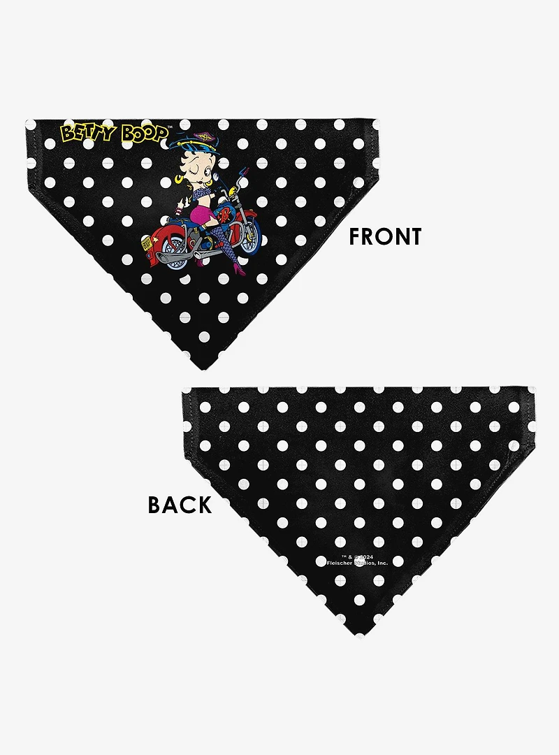 Betty Boop Biker Betty Winking and Polka Dot Slip On Collar Pet Bandana - Bandana Only