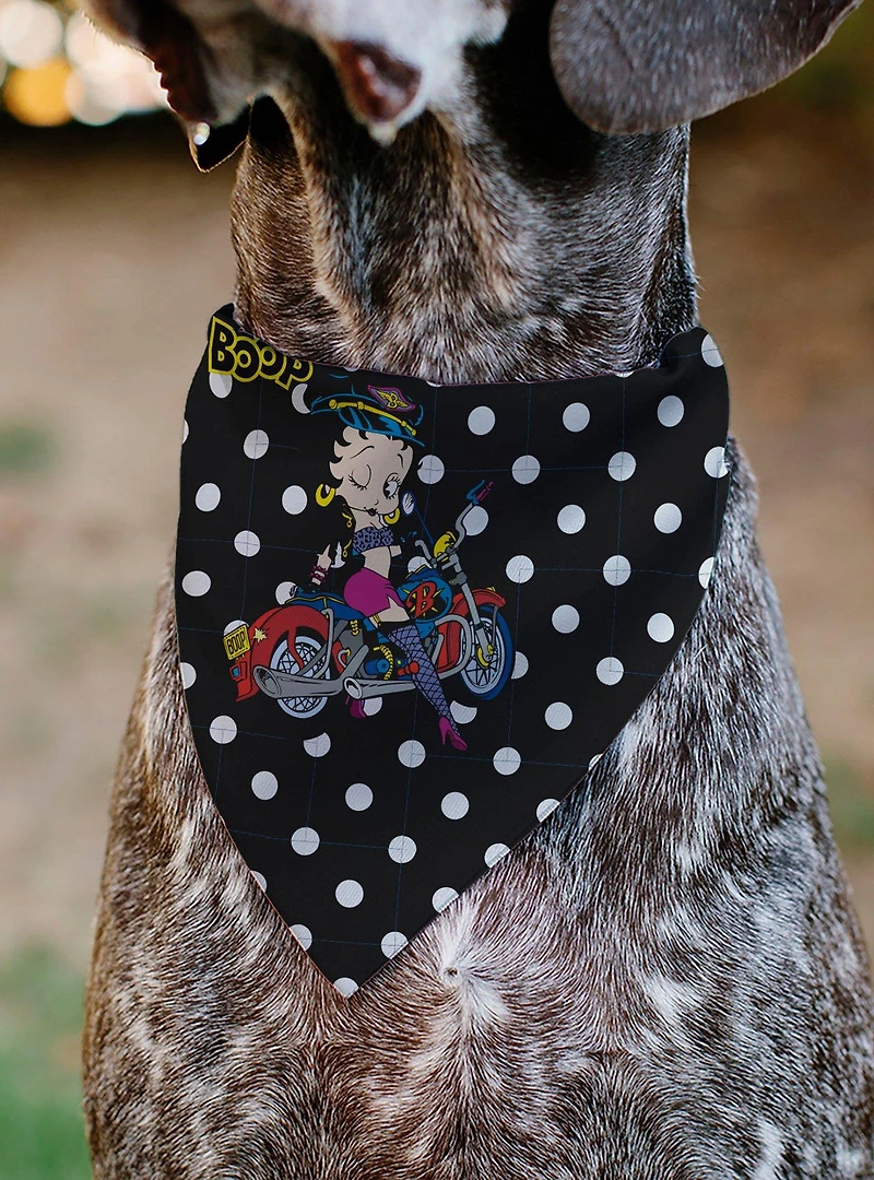 Betty Boop Biker Betty Winking and Polka Dot Slip On Collar Pet Bandana - Bandana Only