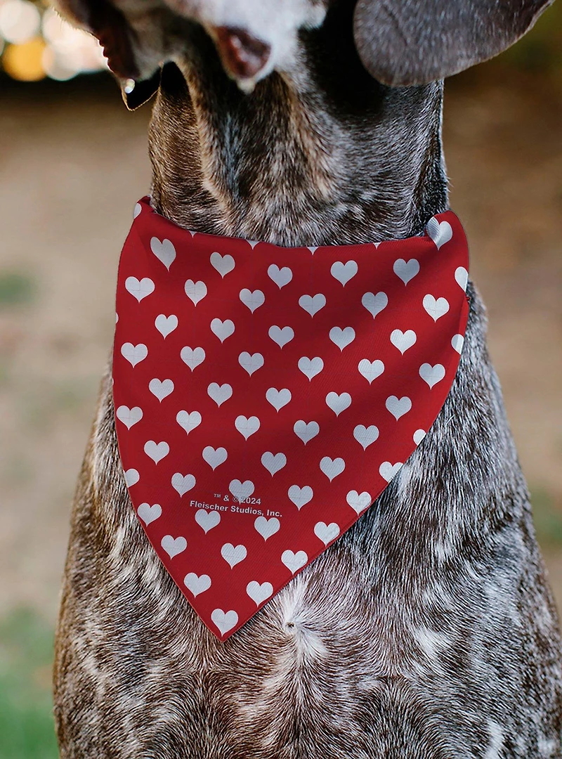 Betty Boop Seated Leg Kick Pose and Text Hearts White Slip On Collar Pet Bandana - Bandana Only