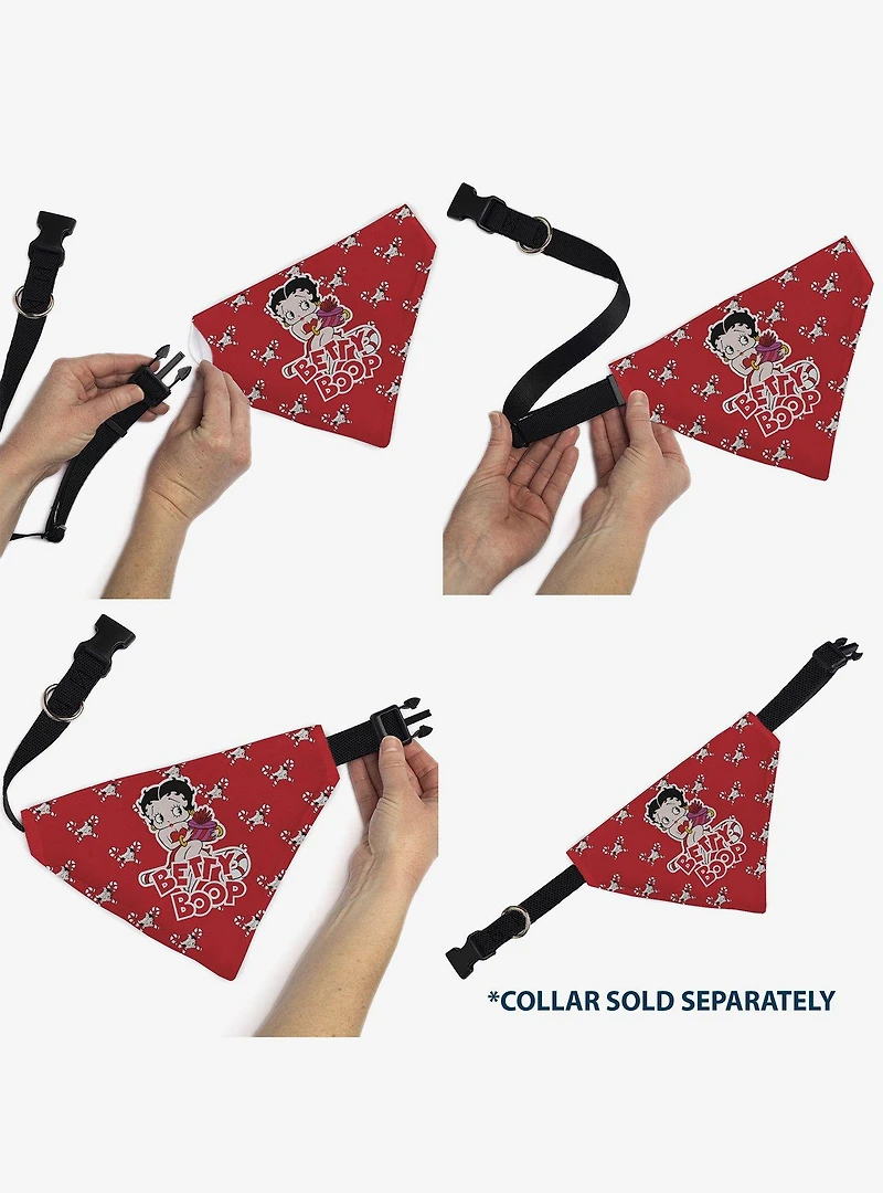 Betty Boop Holiday Gift Pose and Santa Betty Winking Slip On Collar Pet Bandana - Bandana Only