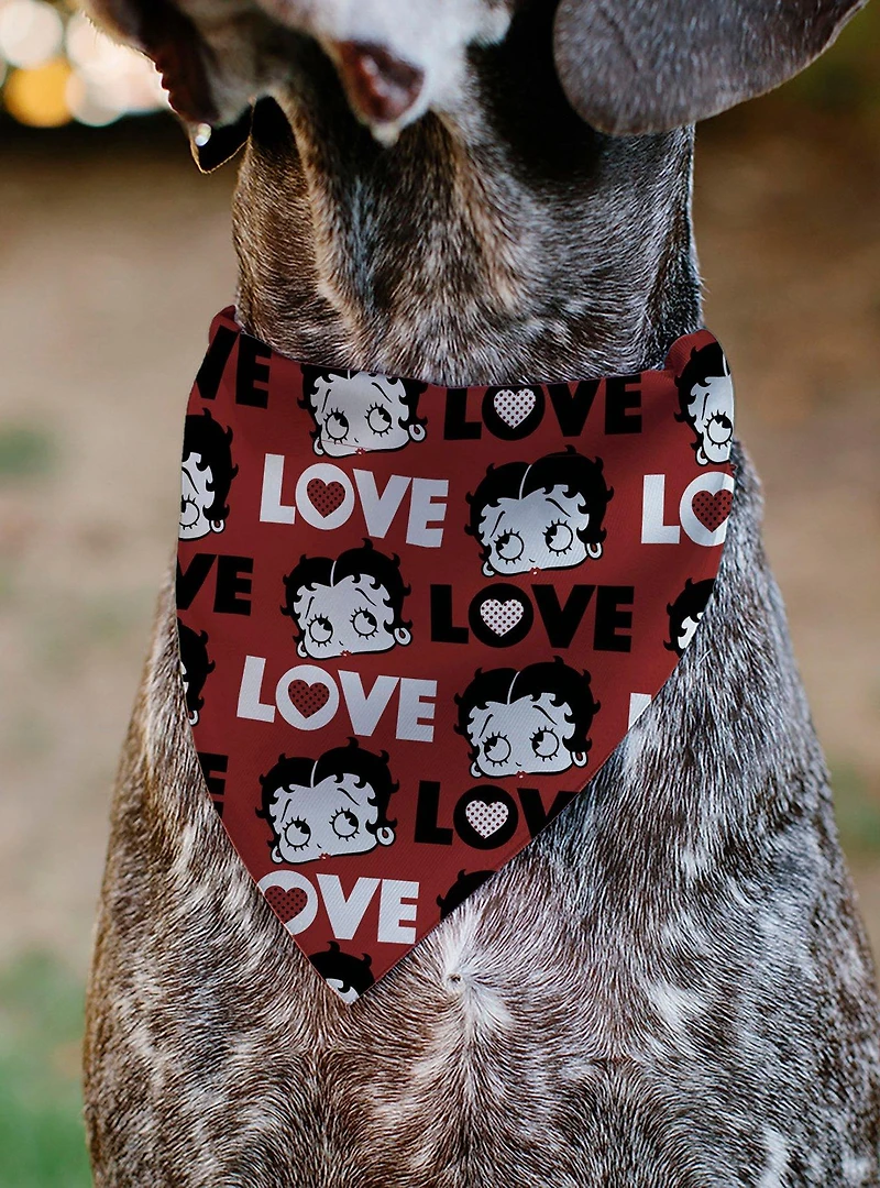 Betty Boop Love Text and Face Slip On Collar Pet Bandana - Bandana Only