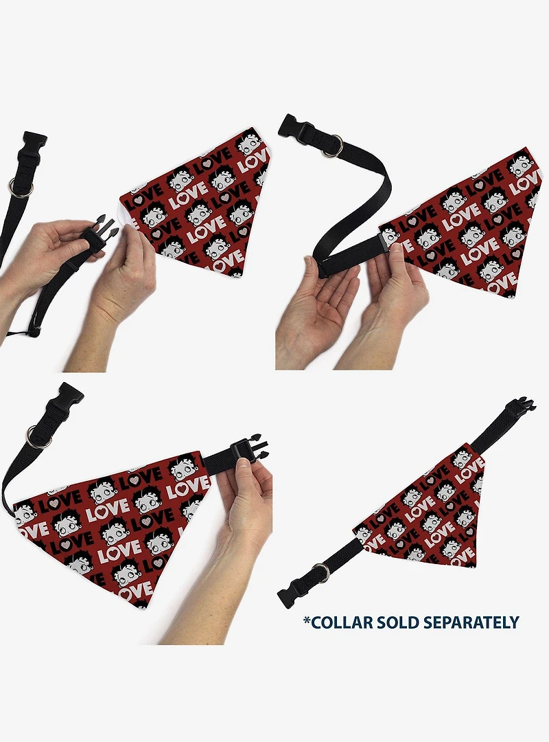 Betty Boop Love Text and Face Slip On Collar Pet Bandana - Bandana Only