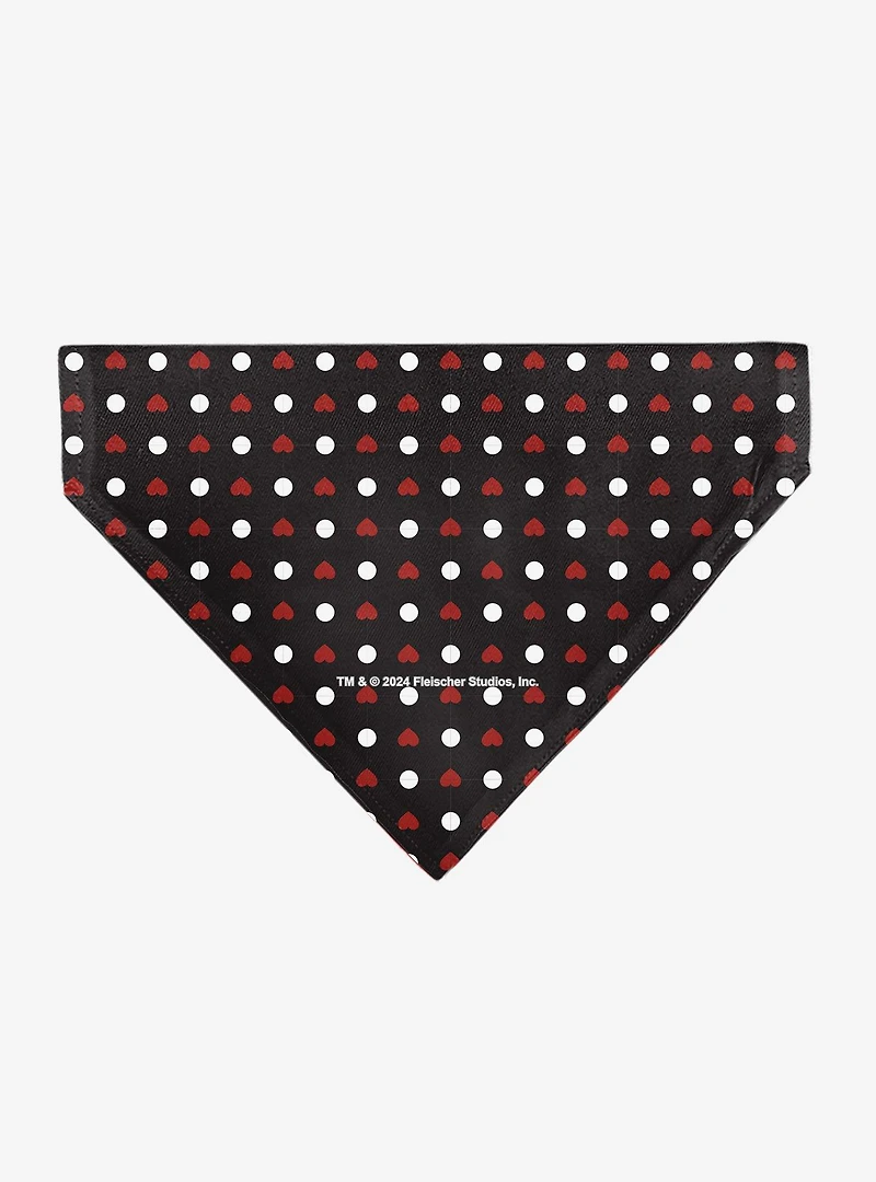 Betty Boop Hands On Knees Pose Heart Polka Dot Black Slip On Collar Pet Bandana - Bandana Only