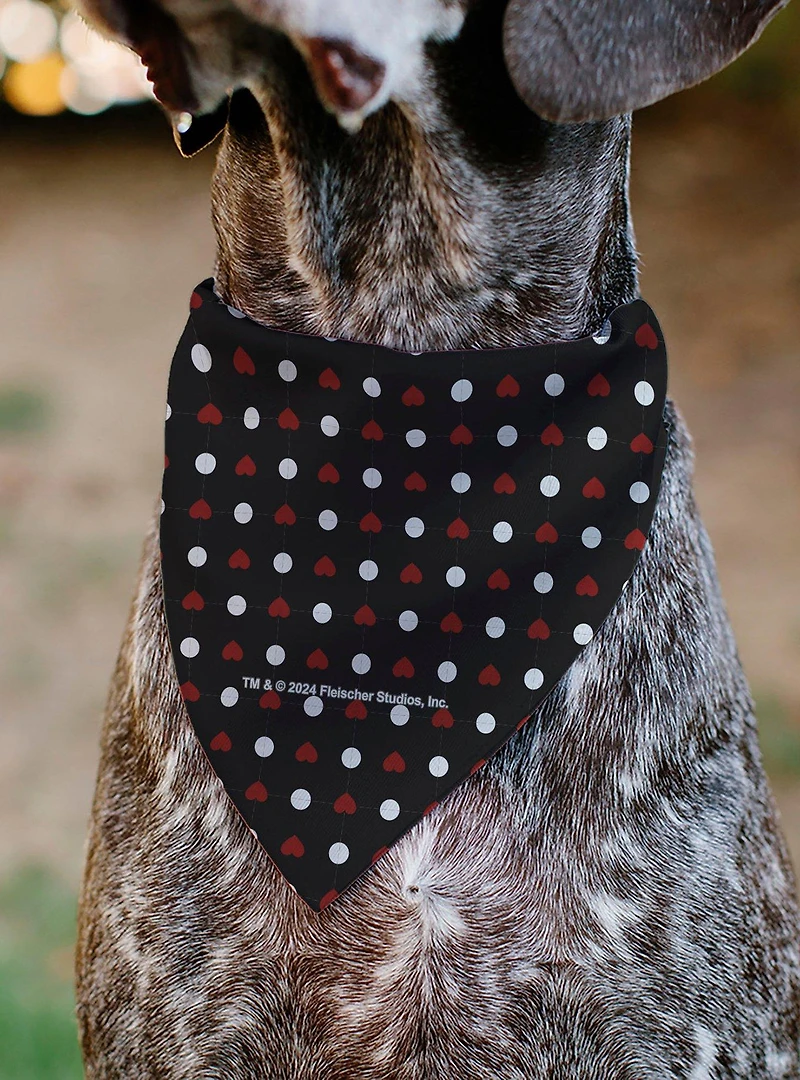 Betty Boop Hands On Knees Pose Heart Polka Dot Black Slip On Collar Pet Bandana - Bandana Only