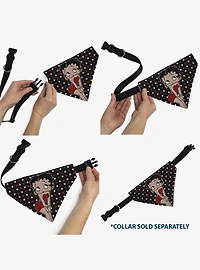 Betty Boop Hands On Knees Pose Heart Polka Dot Black Slip On Collar Pet Bandana - Bandana Only