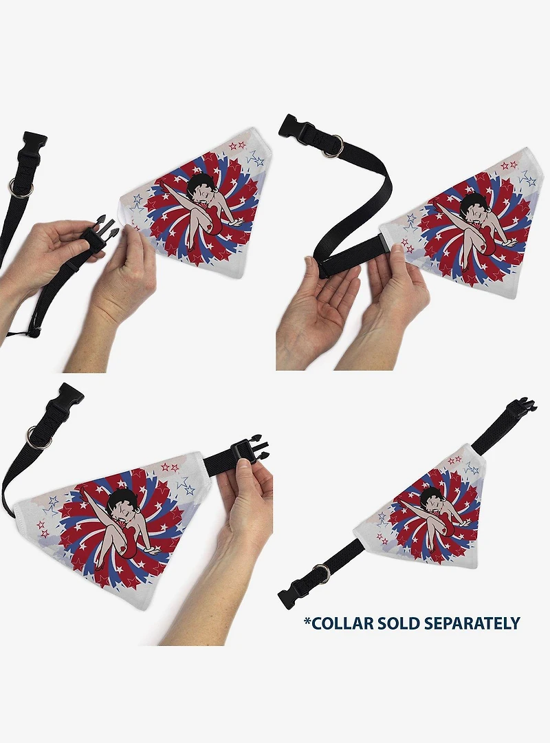 Betty Boop Americana Leg Kick Pose Slip On Collar Pet Bandana - Bandana Only