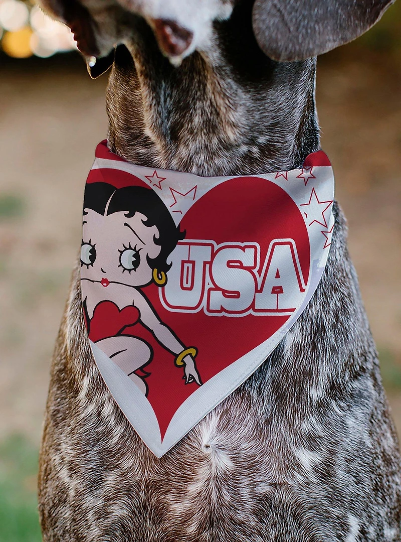 Betty Boop USA Heart Pose and Stars Slip On Collar Pet Bandana - Bandana Only