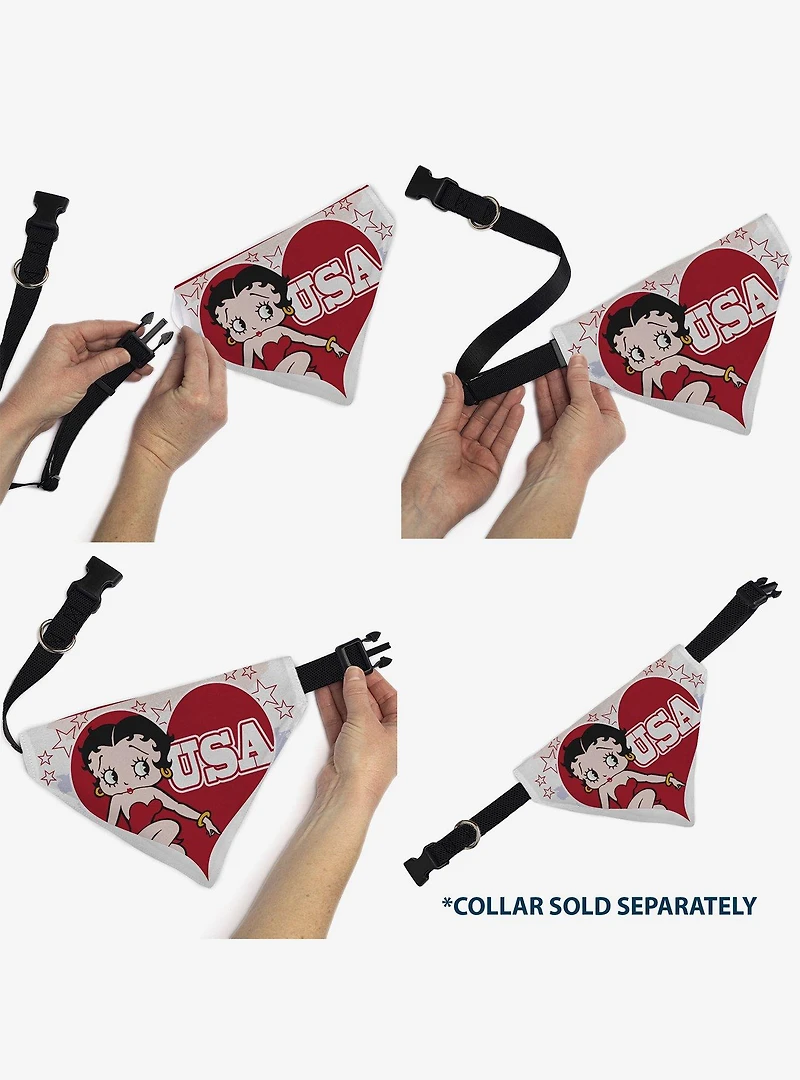 Betty Boop USA Heart Pose and Stars Slip On Collar Pet Bandana - Bandana Only