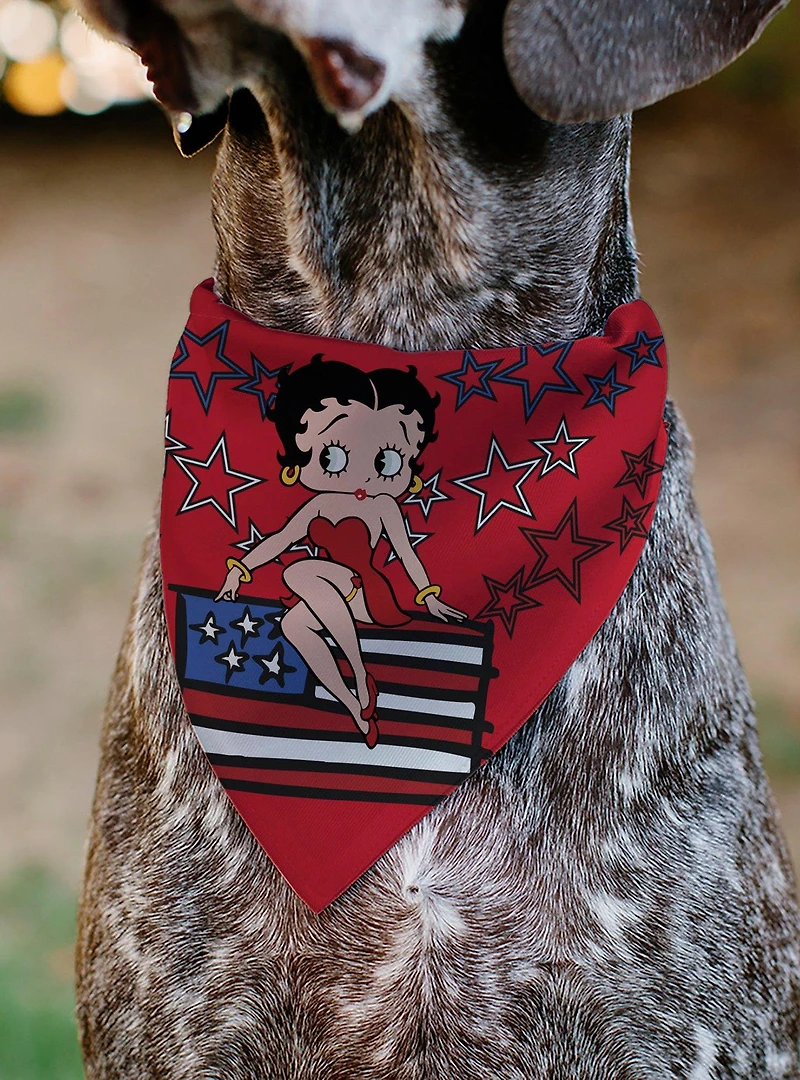 Betty Boop Americana Stars and Stripes Pose Slip On Collar Pet Bandana - Bandana Only