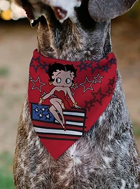 Betty Boop Americana Stars and Stripes Pose Slip On Collar Pet Bandana - Bandana Only