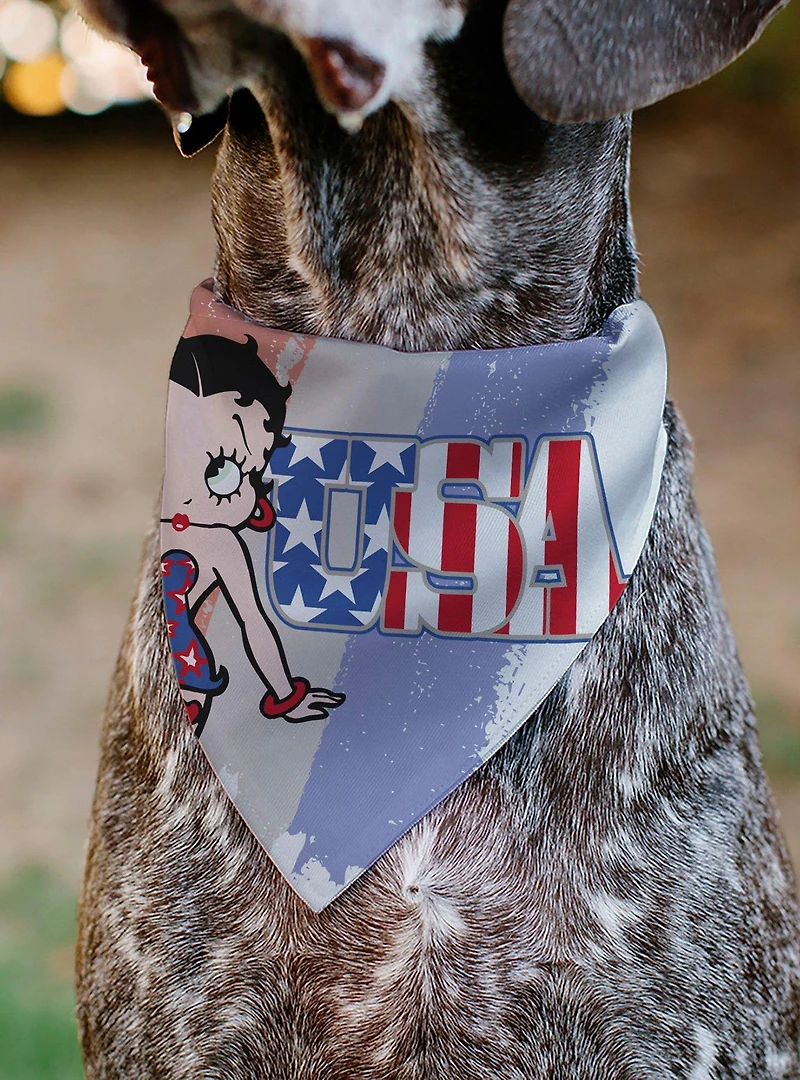 Betty Boop USA Stars and Stripes Pose Slip On Collar Pet Bandana - Bandana Only