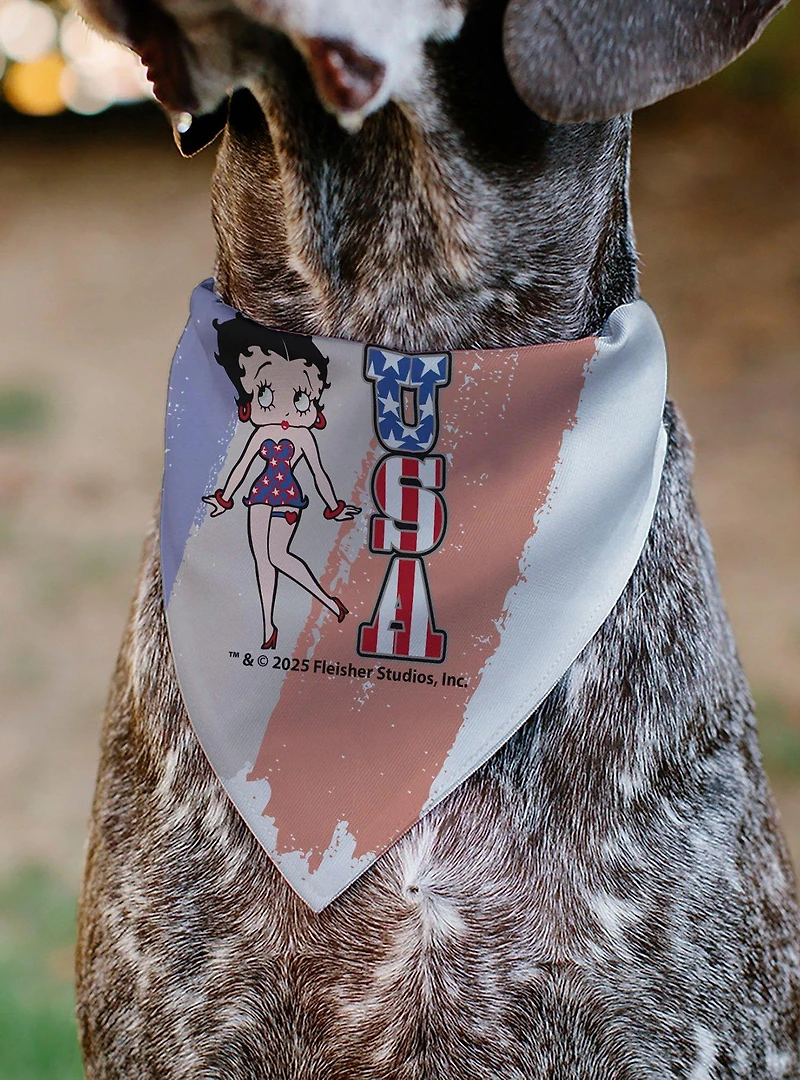 Betty Boop USA Stars and Stripes Pose Slip On Collar Pet Bandana - Bandana Only