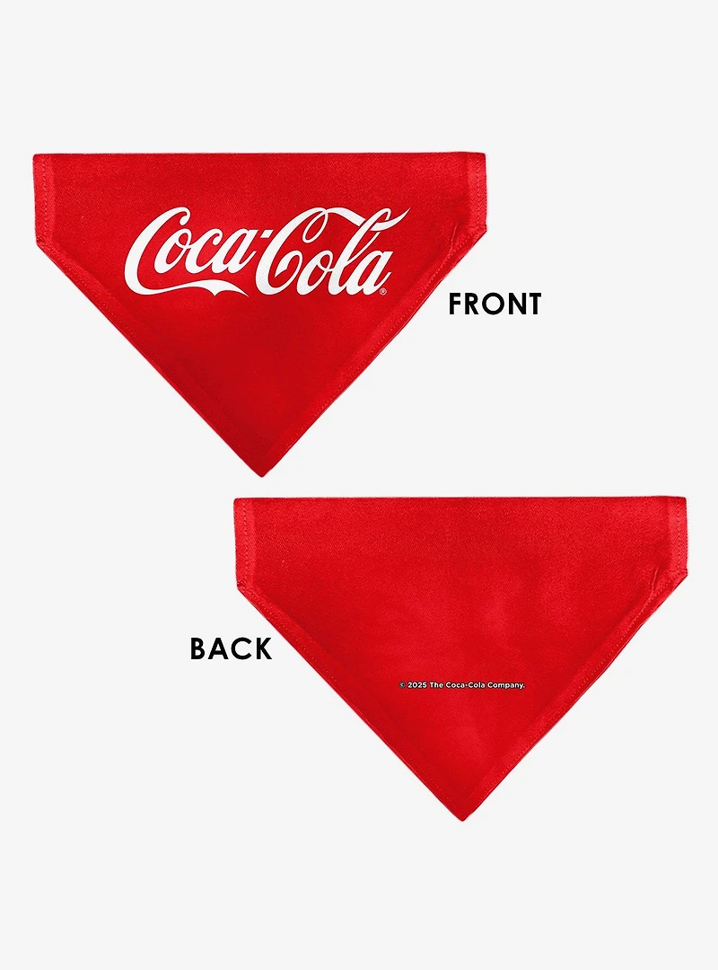 The Coca-Cola Company Coca Cola Script Logo Centered Slip On Collar Pet Bandana - Bandana Only