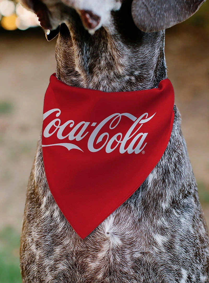 The Coca-Cola Company Coca Cola Script Logo Centered Slip On Collar Pet Bandana - Bandana Only