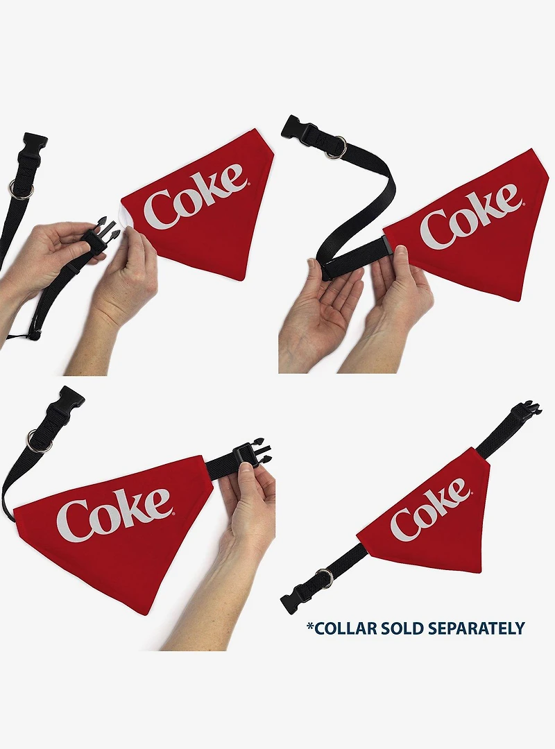 The Coca-Cola Company Coca Cola Coke Logo Centered Slip On Collar Pet Bandana - Bandana Only