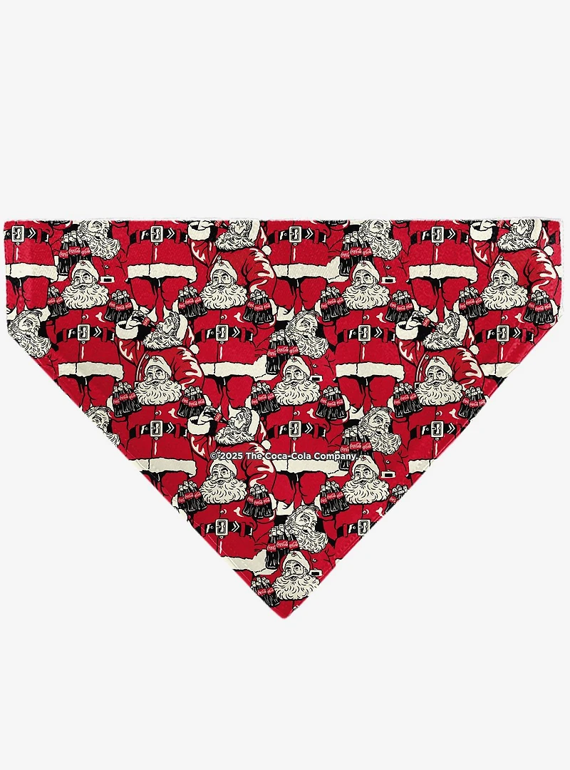 The Coca-Cola Company Coca Cola Santa Claus Stacked Slip On Collar Pet Bandana - Bandana Only