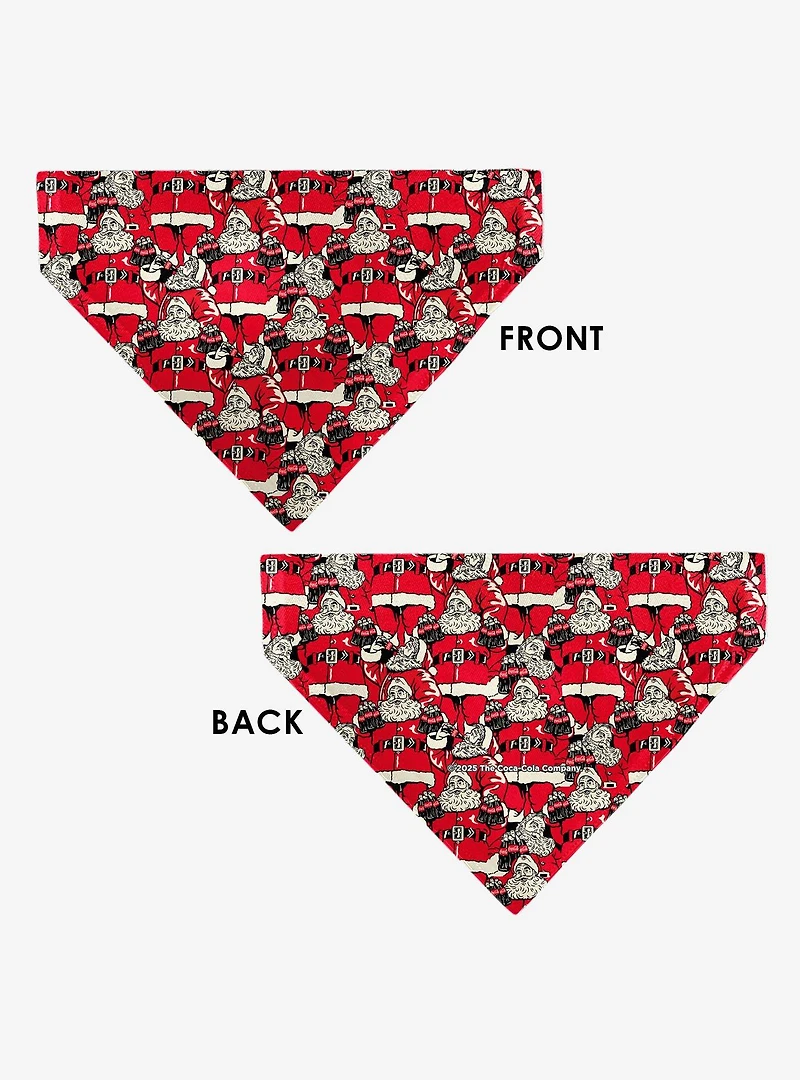 The Coca-Cola Company Coca Cola Santa Claus Stacked Slip On Collar Pet Bandana - Bandana Only