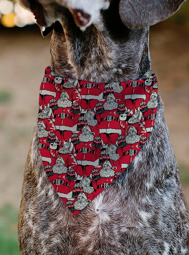 The Coca-Cola Company Coca Cola Santa Claus Stacked Slip On Collar Pet Bandana - Bandana Only