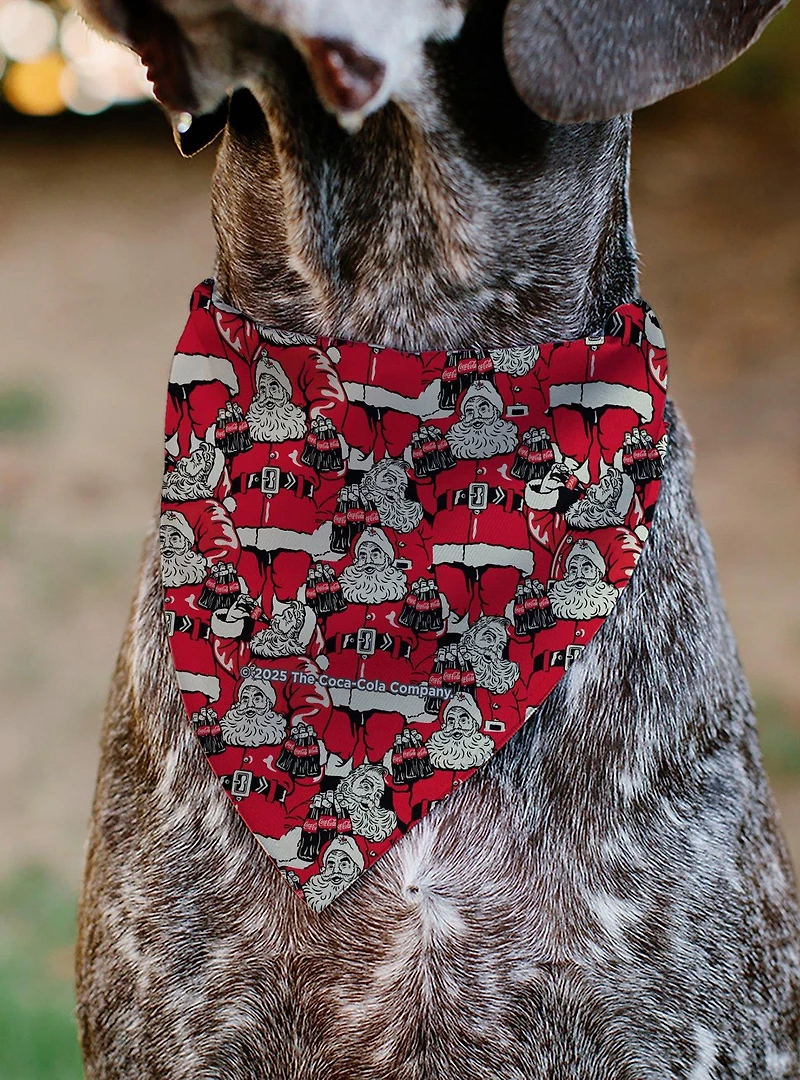 The Coca-Cola Company Coca Cola Santa Claus Stacked Slip On Collar Pet Bandana - Bandana Only
