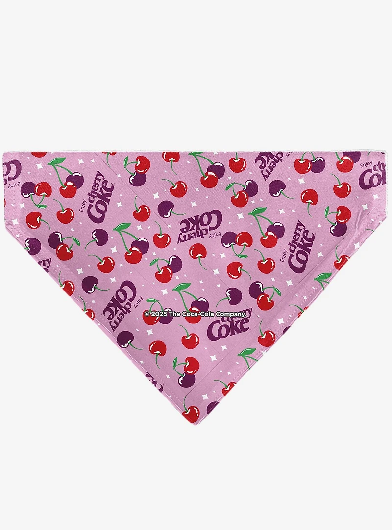 The Coca-Cola Company Cherry Coke Cherries and Logo Scattered Slip On Collar Pet Bandana - Bandana Only