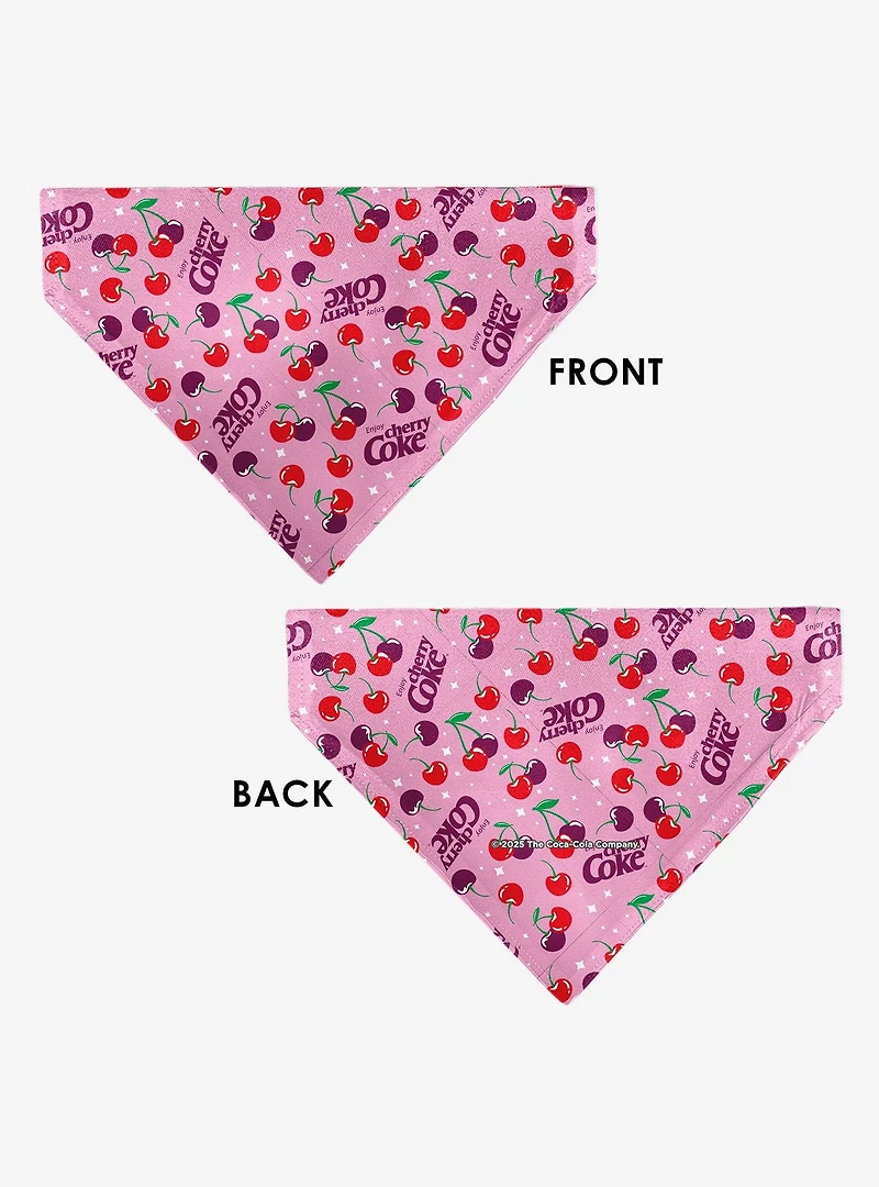 The Coca-Cola Company Cherry Coke Cherries and Logo Scattered Slip On Collar Pet Bandana - Bandana Only