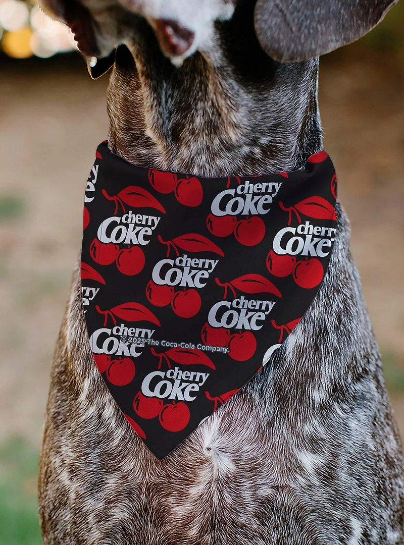 Coca-Cola Cherry Coke and Cherries Logo Collage Black Slip On Collar Pet Bandana - Bandana Only