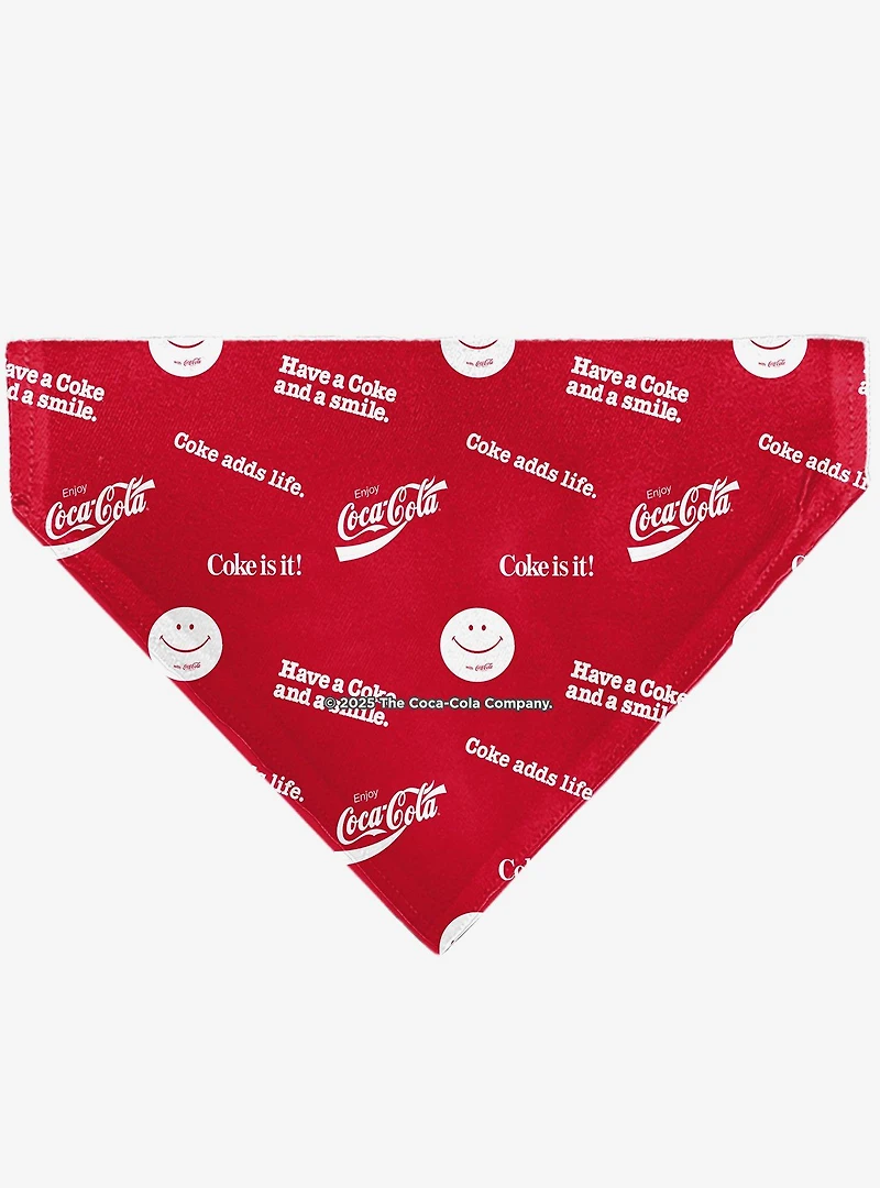 Coca-Cola Coke Quotes Scattered Slip On Collar Pet Bandana - Bandana Only