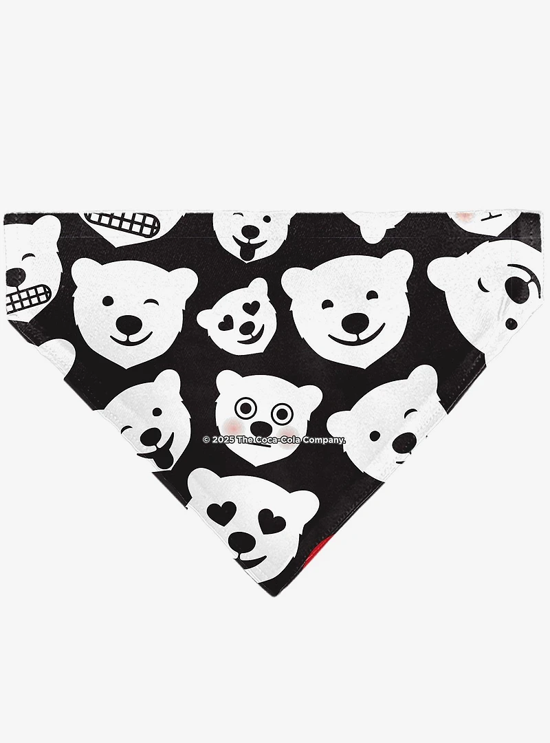 The Coca-Cola Company Polar Bear Expressions Scattered Slip On Collar Pet Bandana - Bandana Only