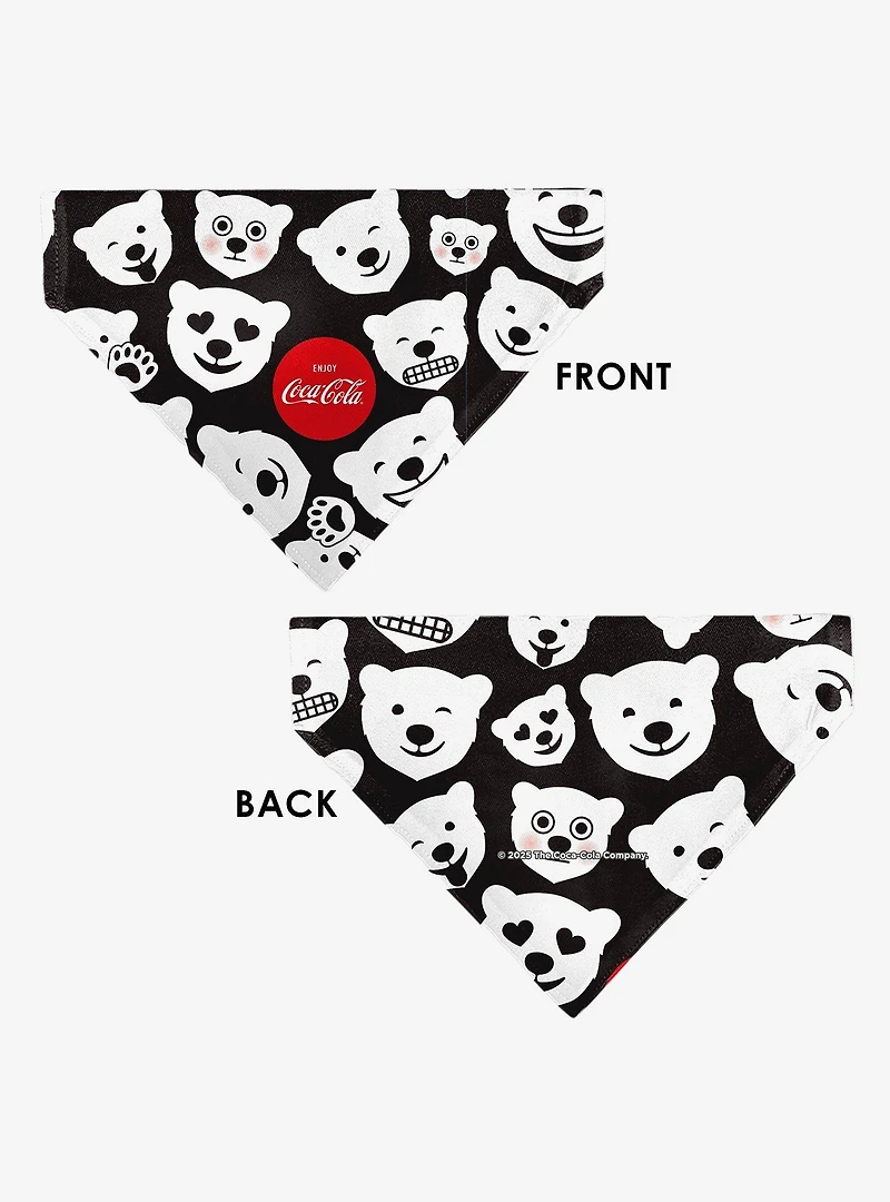 The Coca-Cola Company Polar Bear Expressions Scattered Slip On Collar Pet Bandana - Bandana Only