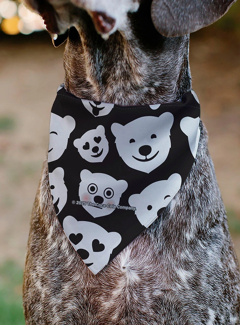 The Coca-Cola Company Polar Bear Expressions Scattered Slip On Collar Pet Bandana - Bandana Only