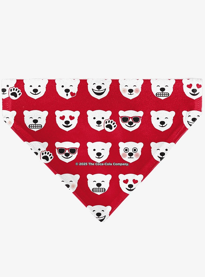 The Coca-Cola Company Enjoy Logo and Polar Bear Expressions Slip On Collar Pet Bandana - Bandana Only