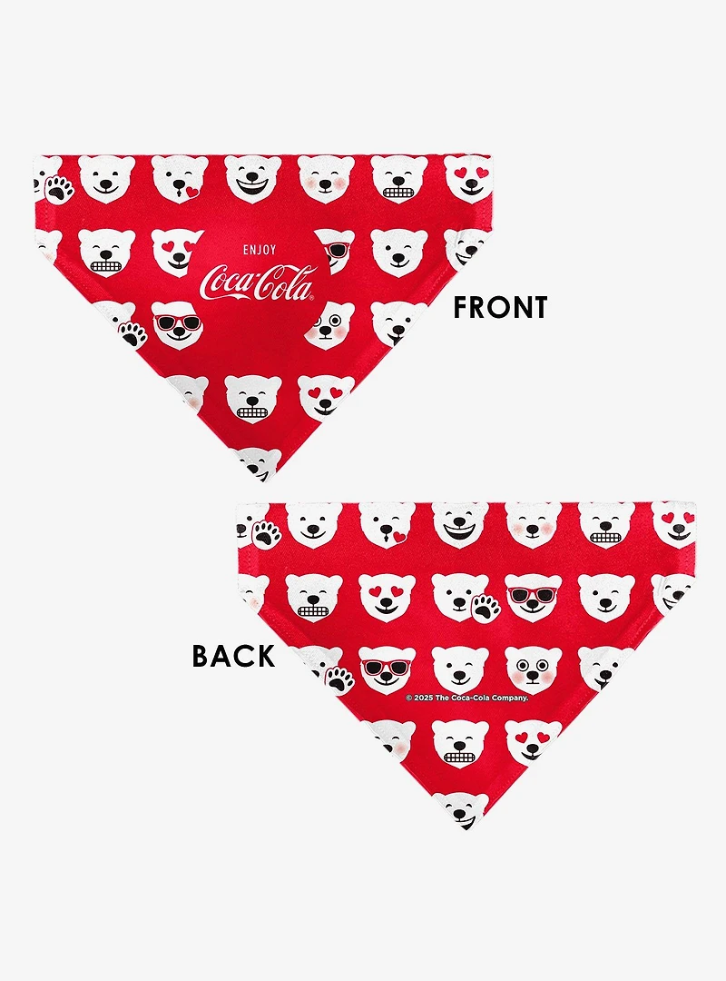The Coca-Cola Company Enjoy Logo and Polar Bear Expressions Slip On Collar Pet Bandana - Bandana Only