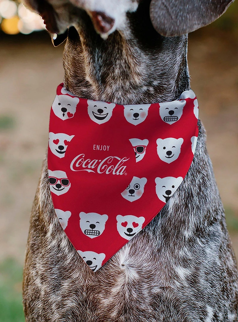 The Coca-Cola Company Enjoy Logo and Polar Bear Expressions Slip On Collar Pet Bandana - Bandana Only