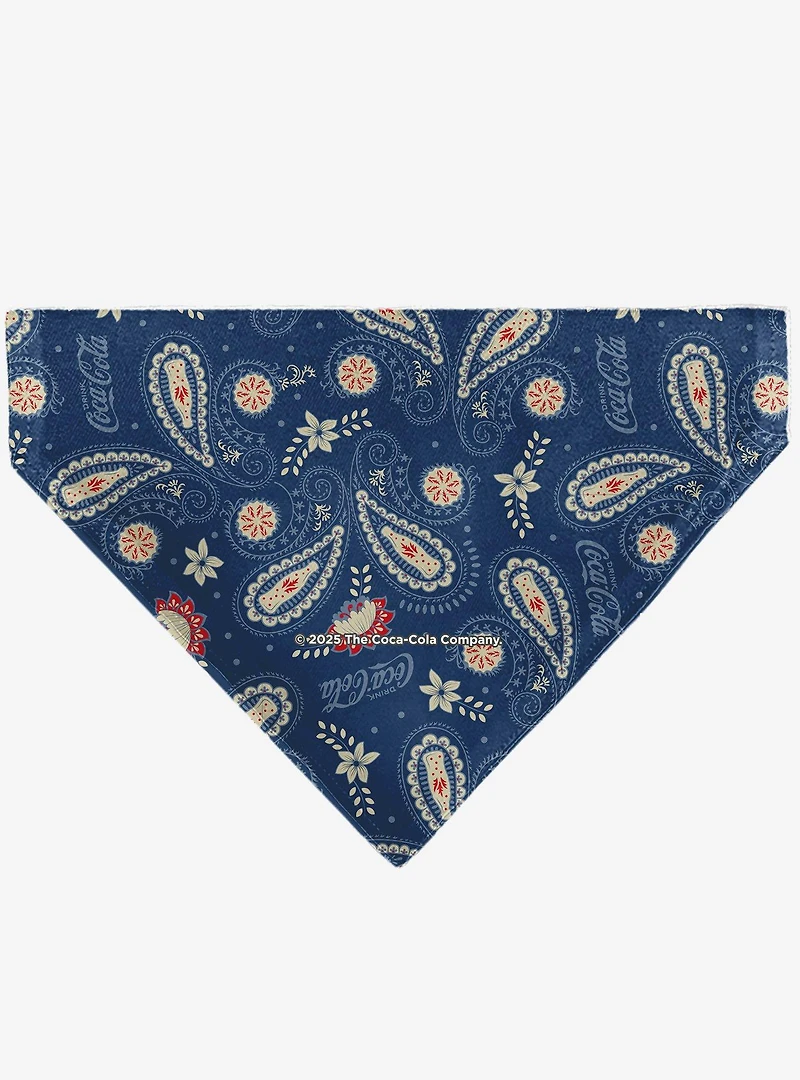 Coca-Cola Paisley Bottle Icons Scattered Slip On Collar Pet Bandana - Bandana Only