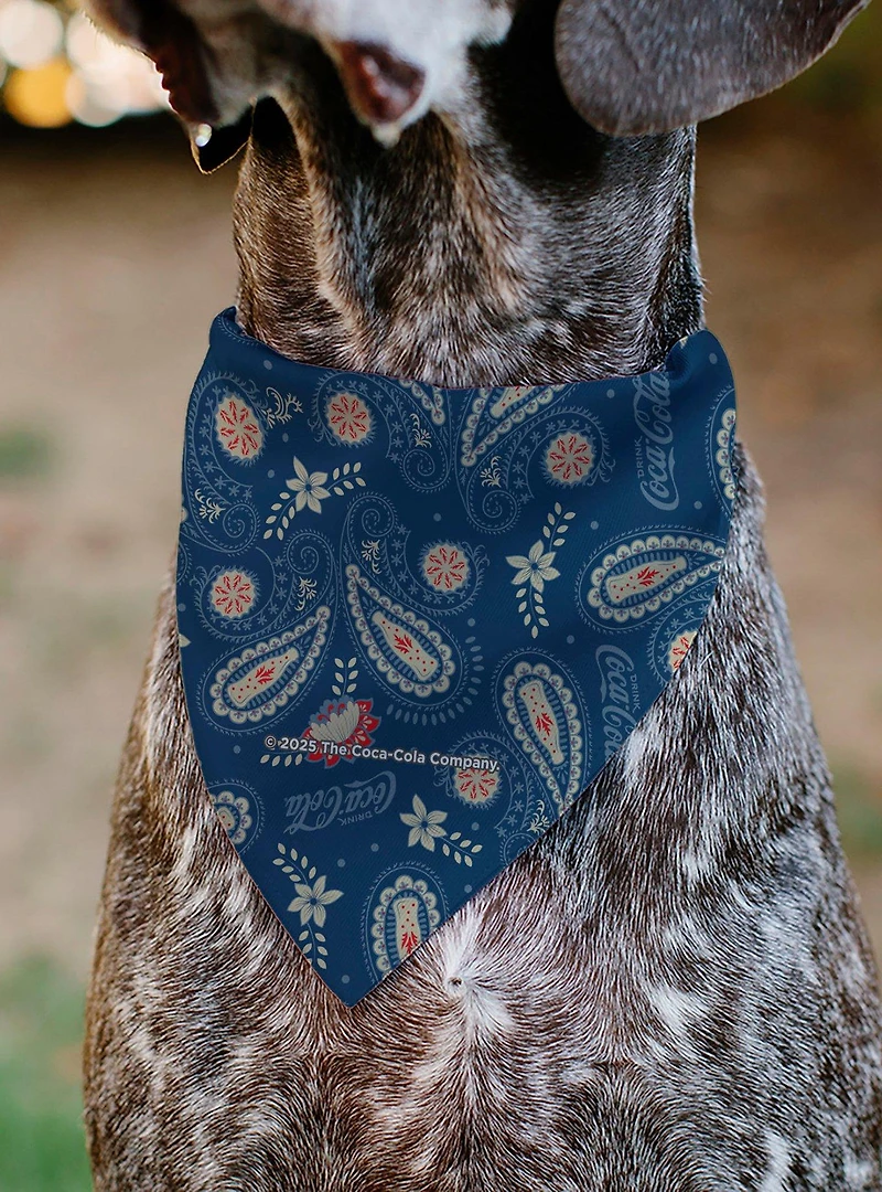 Coca-Cola Paisley Bottle Icons Scattered Slip On Collar Pet Bandana - Bandana Only