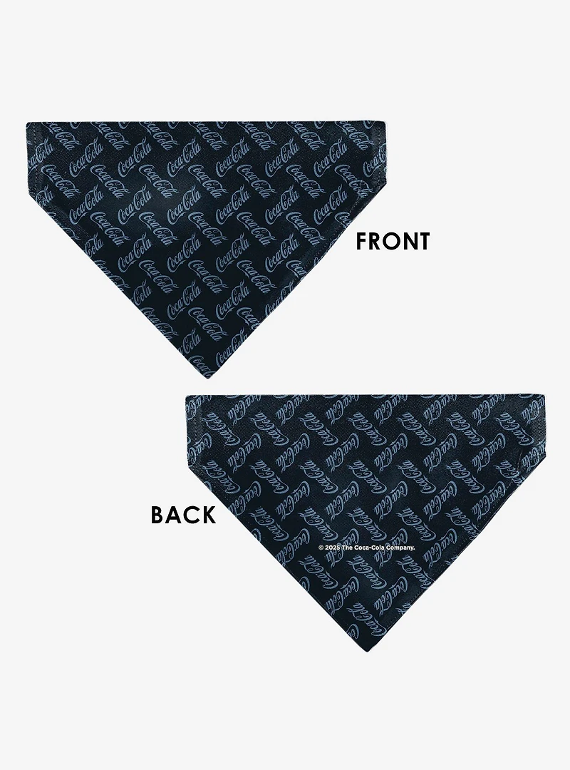 Coca-Cola Script Collage Navy Light Slip On Collar Pet Bandana - Bandana Only