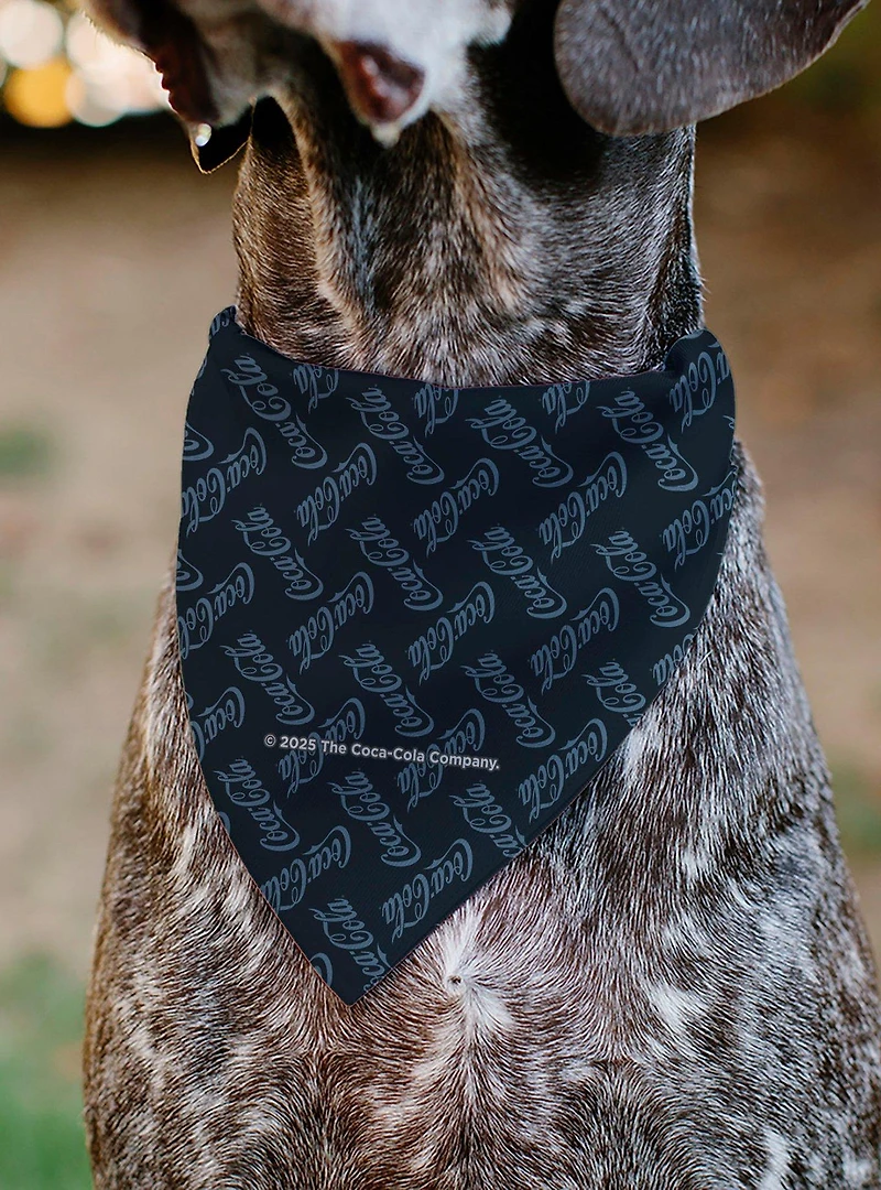 Coca-Cola Script Collage Navy Light Slip On Collar Pet Bandana - Bandana Only