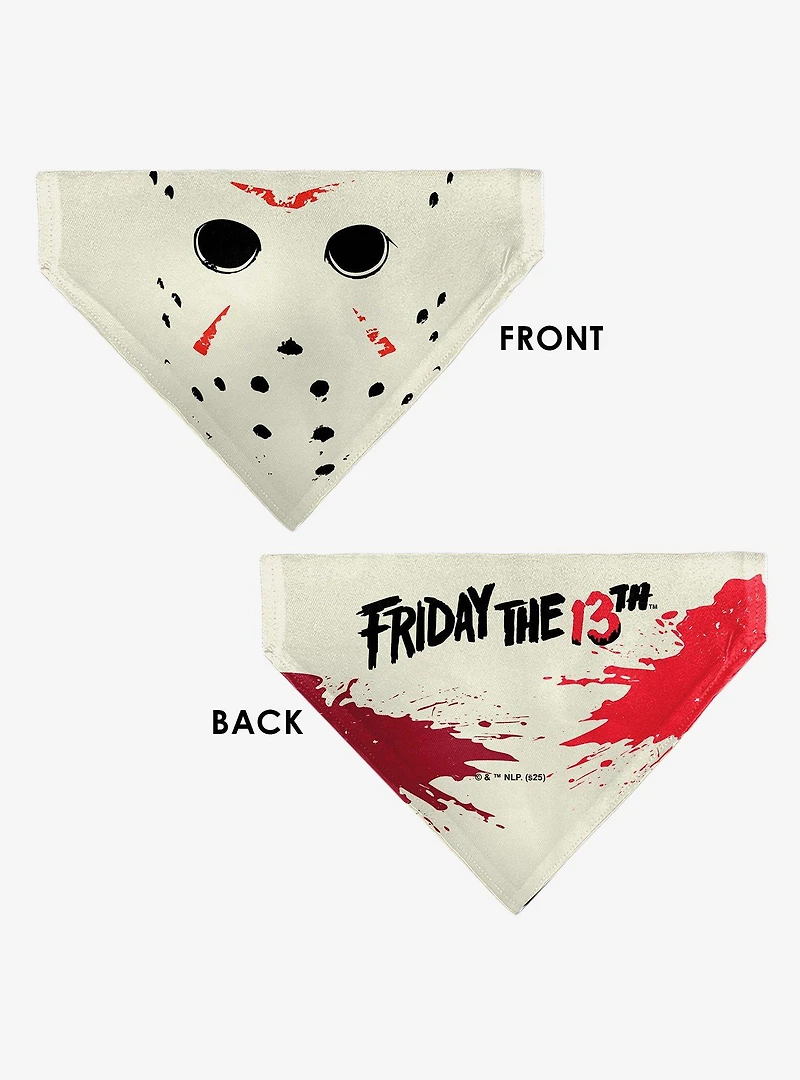 Friday The 13th Hockey Mask Close Up Black Slip On Collar Pet Bandana - Bandana Only